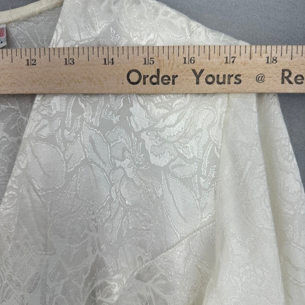 VTG Jody California 90s Ivory Floral Jacquard Lace Up Midi Dress USA 32x50" - Picture 5 of 9